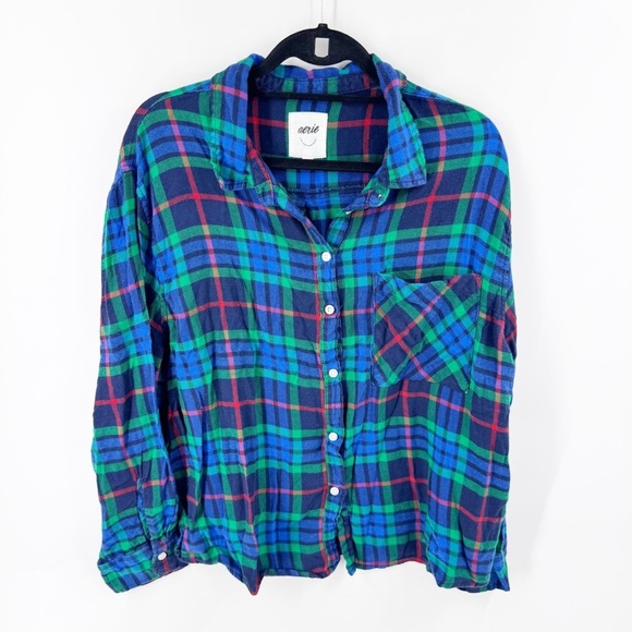 ✅ Aerie Flannel Skater Pajama TOP SIZE X-LARGE - Picture 1 of 4
